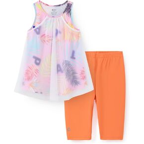 PATPAT Girls Summer Outfits Mesh Layer Tank Tops Biker Shorts 2 Piece Activewear Sets 5-12Y