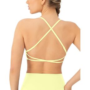 PAVOI ACTIVE Open Back Strappy Yoga Workout Bras for Women - Low Support Criss-Cross Sports Gym Bra Removable Pads - FlexFlow