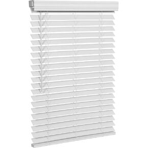SMONTER 2" Slat Faux Wood Blinds with Crown Valance- Cordless Horizontal Blinds Room Darkening Blinds for Windows Bedroom, Bathroom, Living Room, Glass Door Interior Decor, 36" Wx 48" H