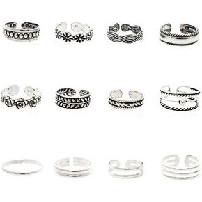 12Pcs/Set Classic Vintage Carved Adjustable Toe Rings Set Bohemian Summer Charm Open Foot Finger Ring Jewelry Reliable Durable design