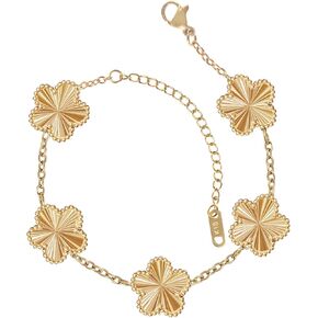 for 18K Gold Plated Clover Bracelet Set for Women Fashion Simple Four Leaf Lucky Flower Bracelets Jewelry Gifts for Women Mom Sister Besties Grandmother wife Her