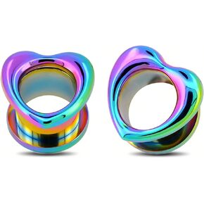 توصيلات أذن قوس قزح Jewseen Rainbow مقابس الأذن وأنفاق نقالات الأذن 316L من الفولاذ المقاوم للصدأ EAR
