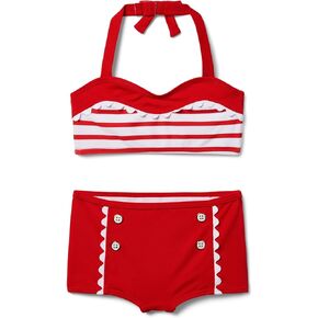 Janie and Jack Girls' Retro Stripe Two-Piece Swim (Toddler/Little Big Kid)