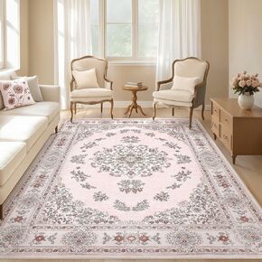 Area Rugs 9x12 Living Room: Washable Boho Green Large Floral Rug Soft Farmhouse Indoor Floor Vintage Non-Slip Carpet for Women Natural Home Enthusiasts Aged 25-45 - Nursery Room Office House Decor