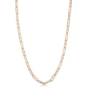 14K Rose Gold 3.5 ملم قلادة سلسلة الورق الورقية المنتهية (18 ، 20 ، 24 ، 30 أو 36 بوصة)