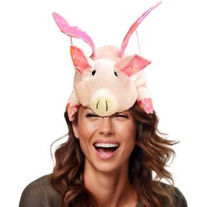 Vaulted Skulls & Co Flying Pig Hat | Pig Hat with Wings | When Pigs Fly Hat | Funny Pig Hat | Piggy Hat w/Flying Wings | Pig Costume Hat | Pink | Standard Size
