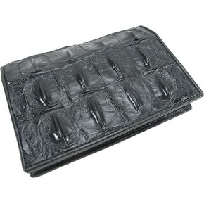 Genuine Crocodile Alligator Skin Leather Passport Holder Wallet (Black)