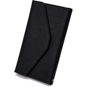 RFID Blocking Passport Wallet, Envelope Shape Big PU Leather Passport Holder Wallet for Passport, Card, Cash, Document, Business RFID Blocking Travel Wallet, Great Gift for He/Her (Black)