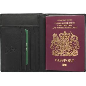 Polo Collection Leather Passport Holder, RFID Blocking (Black)