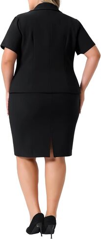Agnes Orinda Plus Size Women Blazer Suits Notch Lapel Short Sleeve Office Pencil Skirt Business Skirt Set in Saudi Arabia