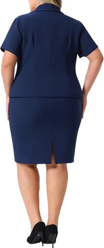 Agnes Orinda Plus Size Women Blazer Suits Notch Lapel Short Sleeve Office Pencil Skirt Business Skirt Set in Saudi Arabia