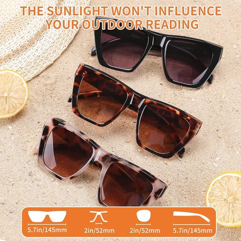 LADEESSE 3 Pack Bifocal Reader Sunglasses Women - Oversized Sun Reading Glasses Womens W/Cat Eye Vintage Outdoor UV400 Protection Eyewear （2.50） in Saudi Arabia