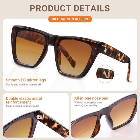LADEESSE 3 Pack Bifocal Reader Sunglasses Women - Oversized Sun Reading Glasses Womens W/Cat Eye Vintage Outdoor UV400 Protection Eyewear （2.50） in Saudi Arabia
