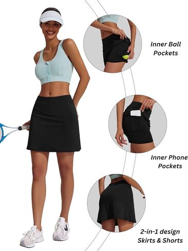 Ekouaer Golf Skorts for Woman High Waisted Active Skort Lightweight Tennis Skirt with 2 Pockets Workout Pickleball Sports in Saudi Arabia