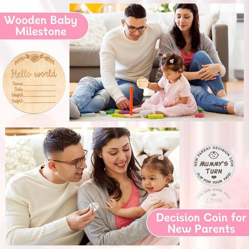 Baby Gift Set Baby Shower Gifts Basket for Newborns 11PCS New Born Baby Gift Set with Baby Blanket Rattle, Milestone Security Blanket Decision Coin & Towels Socks Essentials for Baby Girls Boys in Saudi Arabia