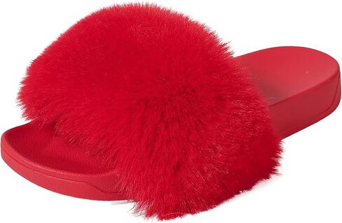 Women's Faux Fur Slippers,Open Toe Sandals,Indoor and Outdoor Non-slip Slippers,Furry Slippers Fur Slippers in Saudi Arabia