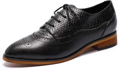 منى Flying Women's Oxfords Oxfords Brogue Derby Lace-Up Leather Shoes for Ladies in Kuwait
