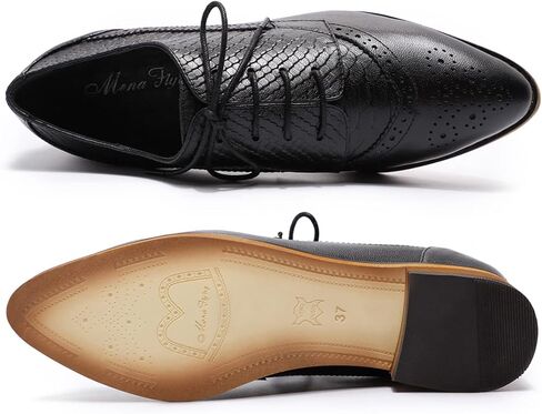منى Flying Women's Oxfords Oxfords Brogue Derby Lace-Up Leather Shoes for Ladies in Kuwait