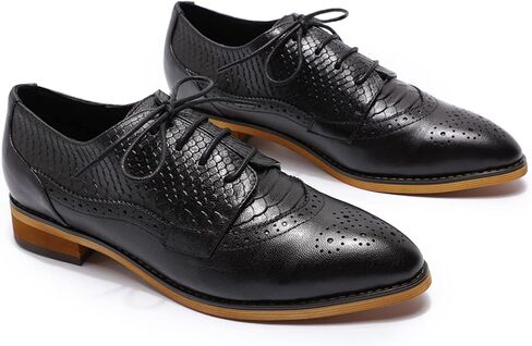 منى Flying Women's Oxfords Oxfords Brogue Derby Lace-Up Leather Shoes for Ladies in Kuwait