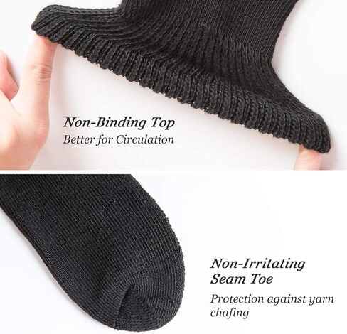 +MD Diabetic Socks for Men Womens Non Binding Top Ankle Socks with Cushion Sole for Swollen Feet 6 Pairs Black 10-13 in Saudi Arabia