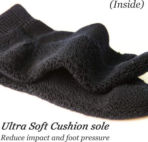+MD Diabetic Socks for Men Womens Non Binding Top Ankle Socks with Cushion Sole for Swollen Feet 6 Pairs Black 10-13 in Saudi Arabia