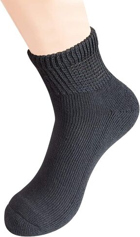 +MD Diabetic Socks for Men Womens Non Binding Top Ankle Socks with Cushion Sole for Swollen Feet 6 Pairs Black 10-13 in Saudi Arabia
