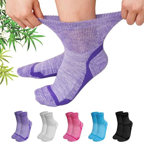 Artfasion Bamboo Viscose Diabetic Socks: 5 Pairs Non-Binding Wide Hospital Ankle Socks for Men Women Elderly Pregnant in Kuwait