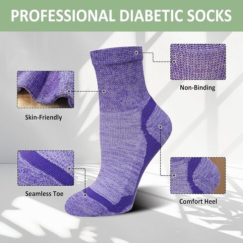 Artfasion Bamboo Viscose Diabetic Socks: 5 Pairs Non-Binding Wide Hospital Ankle Socks for Men Women Elderly Pregnant in Kuwait
