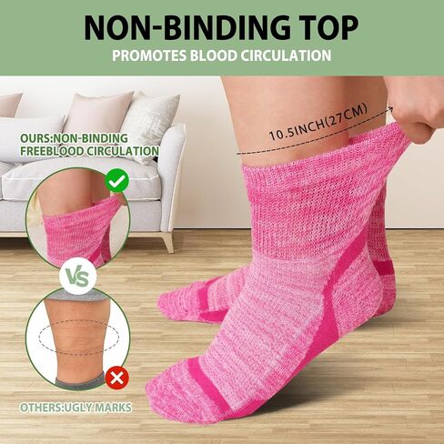 Artfasion Bamboo Viscose Diabetic Socks: 5 Pairs Non-Binding Wide Hospital Ankle Socks for Men Women Elderly Pregnant in Kuwait