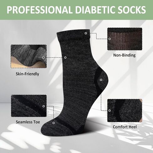 Artfasion Bamboo Viscose Diabetic Socks: 5 Pairs Non-Binding Wide Hospital Ankle Socks for Men Women Elderly Pregnant in Kuwait