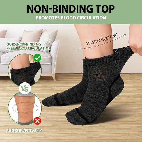 Artfasion Bamboo Viscose Diabetic Socks: 5 Pairs Non-Binding Wide Hospital Ankle Socks for Men Women Elderly Pregnant in Kuwait