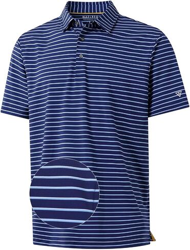 M MAELREG Golf Shirts for Men Moisture Wicking Striped Polo Performance Dry Fit Business Sports Mens Polo Shirts Short Sleeve in Saudi Arabia
