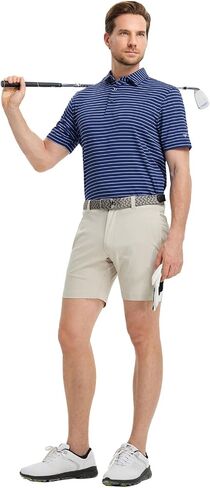 M MAELREG Golf Shirts for Men Moisture Wicking Striped Polo Performance Dry Fit Business Sports Mens Polo Shirts Short Sleeve in Saudi Arabia