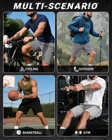 Riyiper 3 Pack Men's Bermuda Athletic Shorts Cotton Casual High Waist Shorts with Pockets Drawstring Knee Length Shorts in Saudi Arabia