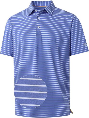 M MAELREG Golf Shirts for Men Moisture Wicking Striped Polo Performance Dry Fit Business Sports Mens Polo Shirts Short Sleeve in Saudi Arabia