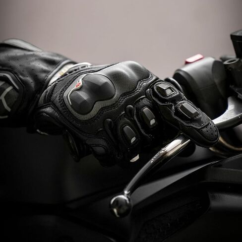 ViaTerra Grid MK3 Full Gauntlet Leather Motorcycle Gloves I CE Level 2 Carbon Fiber Knuckle Protection + Knox SPS 404 on Palm| Pinky Finger Bridge I Secure Closure with Wrist Accordion in Saudi Arabia