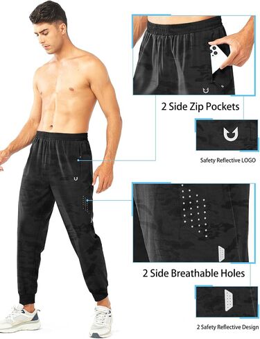 NORTHYARD Men's Athletic Running Pants Lightweight Workout Joggers Quick Dry Gym Sweatpants Active Sports Track Training in Kuwait