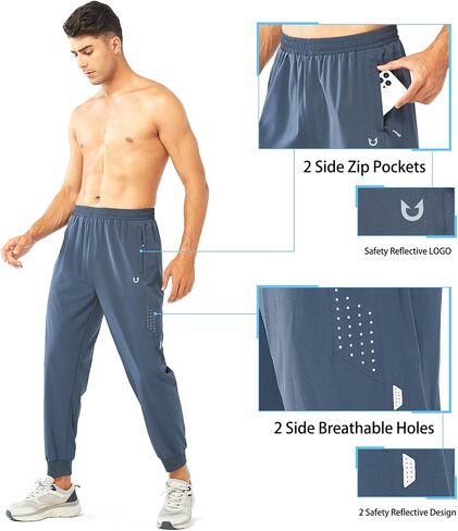 NORTHYARD Men's Athletic Running Pants Lightweight Workout Joggers Quick Dry Gym Sweatpants Active Sports Track Training in Kuwait