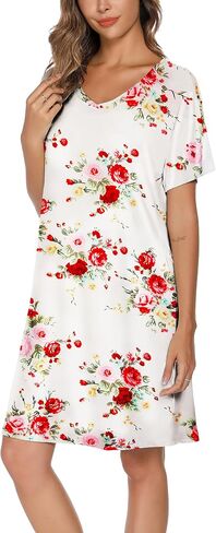 2 Pack Nightgowns for Women Cotton Sleep Shirts Short Sleeve Nightshirts in Saudi Arabia