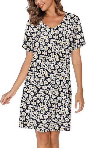 2 Pack Nightgowns for Women Cotton Sleep Shirts Short Sleeve Nightshirts in Saudi Arabia