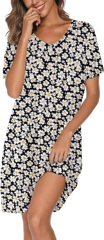 2 Pack Nightgowns for Women Cotton Sleep Shirts Short Sleeve Nightshirts in Saudi Arabia