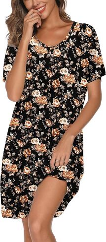 2 Pack Nightgowns for Women Cotton Sleep Shirts Short Sleeve Nightshirts in Saudi Arabia