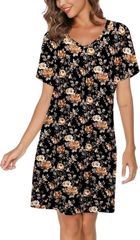 2 Pack Nightgowns for Women Cotton Sleep Shirts Short Sleeve Nightshirts in Saudi Arabia