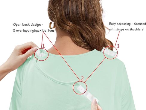 AVIIER 100% Cotton Hospital Gowns for Women Open Back Tear Away Post Shoulder Surgery Dress Adaptive Clothing Nightgowns in Kuwait