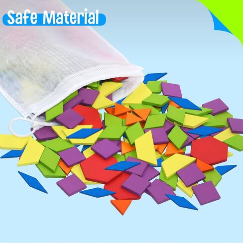 300 PCS Wooden Pattern Blocks Set for Kids with 24 Double-Sided Design Cards(48 Patterns) and Storage Bag in Gift Box,Fun Montessori Learning Toys in Kuwait