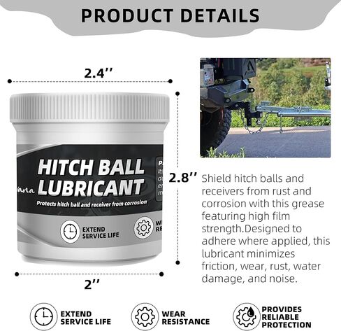 4 أوقية مقطورة شحوم الكرة ، تشمل 2 أغلفة رأس الكرة المقطورة ، ومواد تشحيم لأقفال المقطورة ، ويقلل من الاحتكاك والارتداء ، لا مزيد in Kuwait