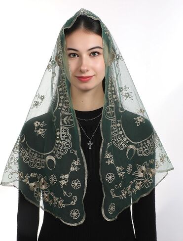 Bozidol Mantilla Veils for Church Catholic, D Shape Our Lady of the Rosary Chapel Veil, Latin Mass Head Coverings for Women in Kuwait
