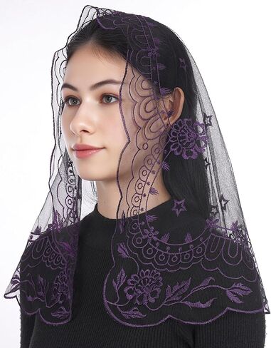 Bozidol Catholic Veils for Church Women: Medium D Shape Chapel Mantilla Veil for Mass Pray Communion Religious Lace Veils in Kuwait