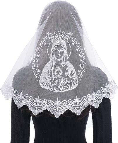 Bozidol Catholic Veils for Church Women: Medium D Shape Chapel Mantilla Veil for Mass Pray Communion Religious Lace Veils in Kuwait