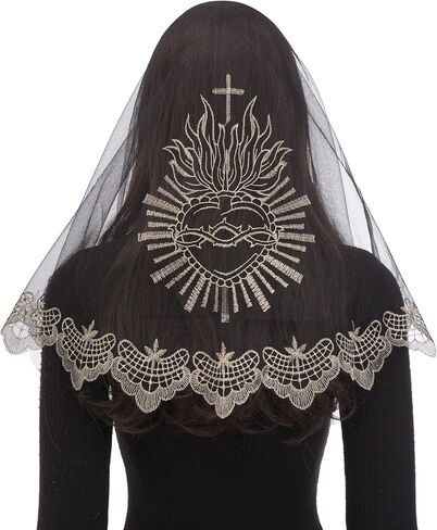 Bozidol Catholic Veils for Church Women: Medium D Shape Chapel Mantilla Veil for Mass Pray Communion Religious Lace Veils in Kuwait